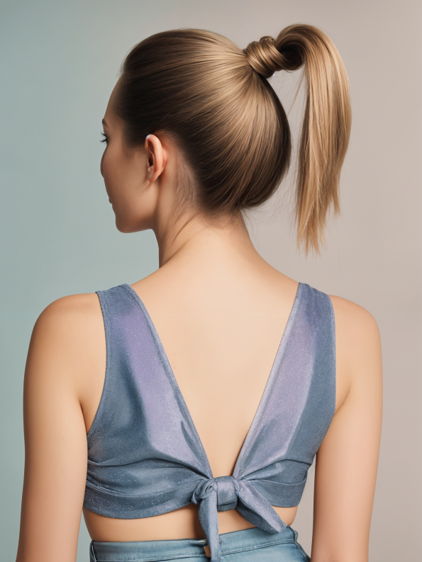 backless knot crop top shimmer